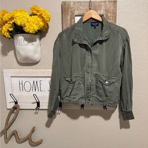 Splendid Women's Moss Green Linen Cropped Jacket Size Medium